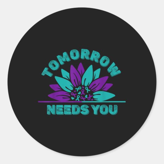 Sticker Rond Demain aura besoin de vous Prévention Suicide Sens (Devant)