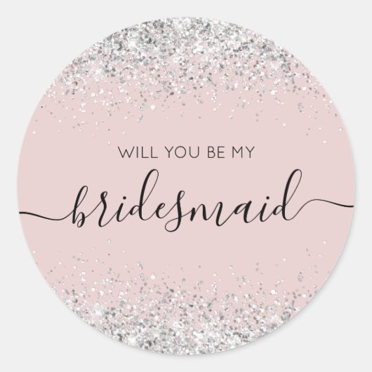Sticker Rond Demande de témoin élégante confettis pailletés (Devant)