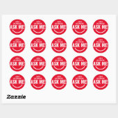 Sticker Rond Demande-moi Badge volontaire rouge (Feuille)