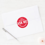 Sticker Rond Demande-moi Badge volontaire rouge (Enveloppe)