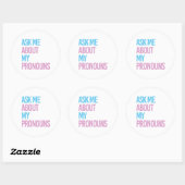 Sticker Rond Demande-moi mes pronoms (Feuille)