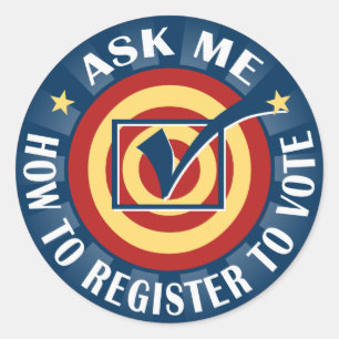 Sticker Rond Demandez-moi comment m'inscrire pour voter