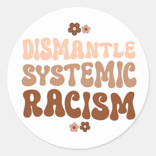 Sticker Rond Démanteler le racisme systémique (Devant)
