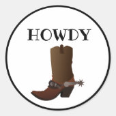 Sticker Rond Démarrage de Howdy Custom Western Cowboy (Devant)