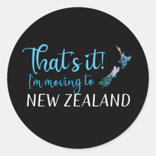 STICKER ROND DÉMÉNAGER EN NOUVELLE-ZÉLANDE KIWI PAUA