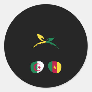 Sticker Rond Demi-Algérien moitié Camerounais Afro Algérie Came