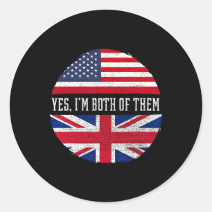 Sticker Rond Demi-américain Demi-britannique Drapeau des États-