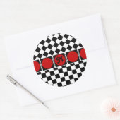 Sticker Rond Demi-carreau noir blanc (Enveloppe)