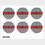 Sticker Rond Demi-carreau noir blanc (Feuille)