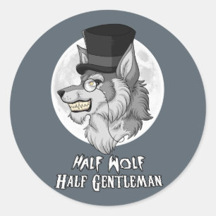 Sticker Rond Demi de monsieur de demi de loup