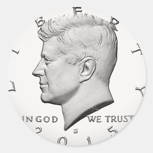 Sticker Rond Demi-dollar John Fitzgerald Kennedy (Devant)