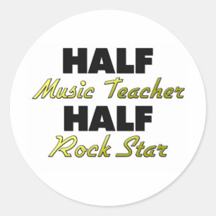 Sticker Rond Demi-Music Enseignant Demi-Rock Star