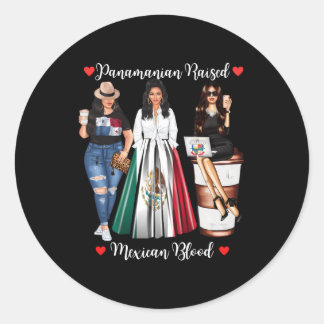 Sticker Rond Demi-Panaian Demi-Mexicain Élevé Au Mexique Drapea