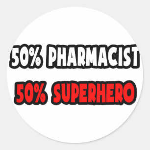 Sticker Rond Demi-pharmacien ... Demi-super-héros