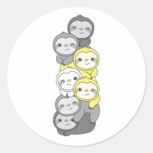 Sticker Rond Demigender Flag Pride Lgbtq mignonne Sloth Pile Cl (Devant)