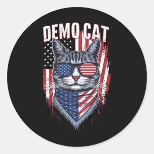 Sticker Rond Démocrate Chat Sans Enfant Dame Libérale Ellisée