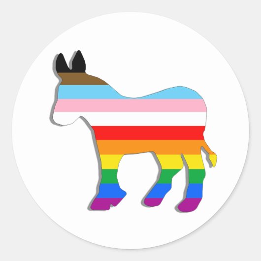 Sticker Rond Démocrate LGBTQ (Devant)