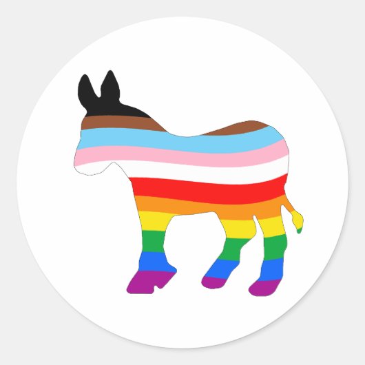 Sticker Rond Démocrate LGBTQ (Devant)