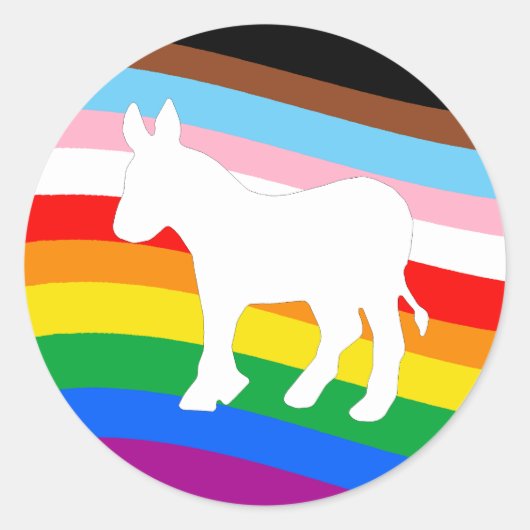 Sticker Rond Démocrate LGBTQ (Devant)