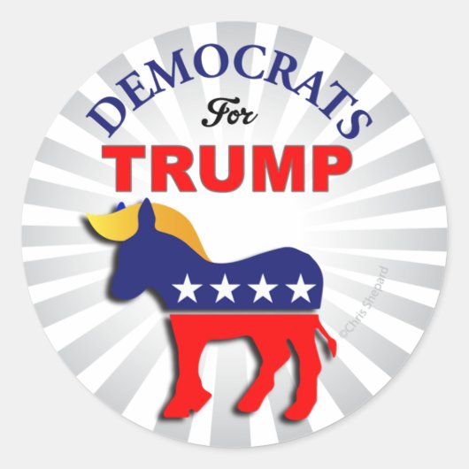Sticker Rond DÉMOCRATES POUR TRUMP ! ! Trumpocrates ! Intervert (Devant)