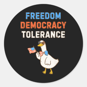 Sticker Rond Démocratie Tolérance Anti Trump Quatre Juillet Ind