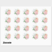 Sticker Rond Demoiselle d'honneur Merci Fleur de Rose Rose (Feuille)