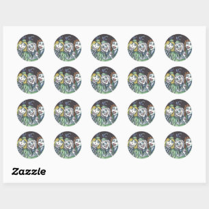 STICKER ROND DEMOISELLES D'HONNEUR ZOMBIE AFFREUX CHARMANT PREN