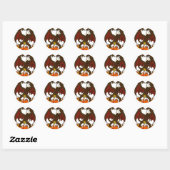 Sticker Rond Démon ailé et flammes d'enfer (Feuille)
