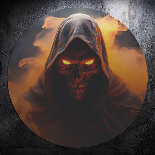 Sticker Rond Démon foncé avec halloween de fumée orange