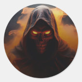 Sticker Rond Démon foncé avec halloween de fumée orange (Devant)