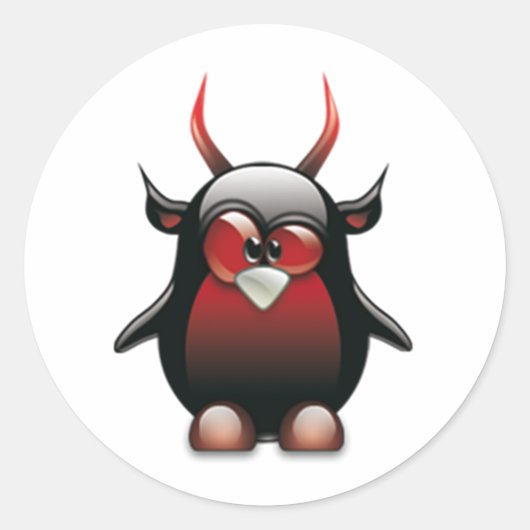 Sticker Rond Démon Tux (Linux Tux) (Devant)