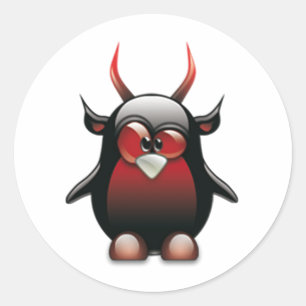 Sticker Rond Démon Tux (Linux Tux)