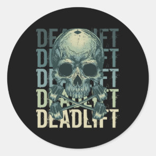 Sticker Rond Démontage Skull Skeleton Exercice Powerlifting Gym