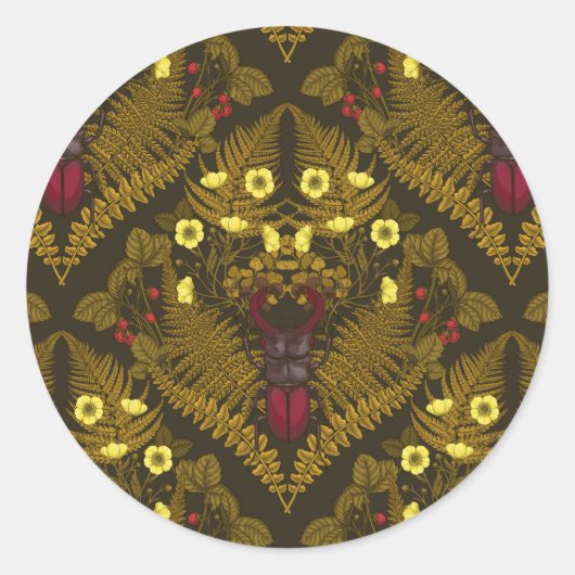 Sticker Rond Dendroctones et fougères (Devant)