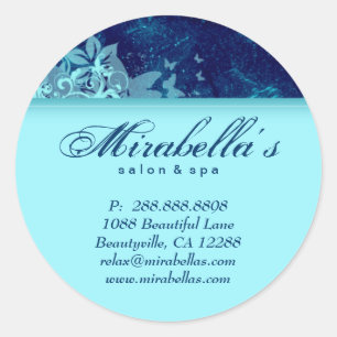 Sticker Rond Denim bleu 2 d'autocollant de spa floral grunge de