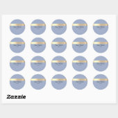 Sticker Rond Denim Blue Gold Foil Rustique Faux (Feuille)