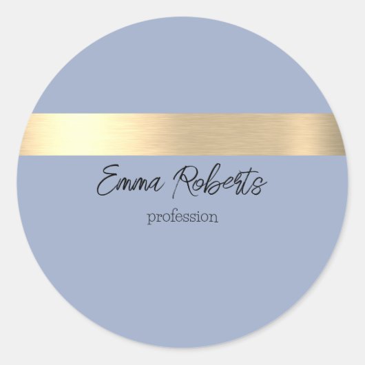 Sticker Rond Denim Blue Gold Foil Rustique Faux (Devant)
