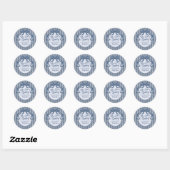 Sticker Rond Denim Coquette Bow Blue Jean Baby Shower (Feuille)