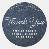 Sticker Rond Denim Diamonds Lumieres Rustiques Script Merci (Devant)