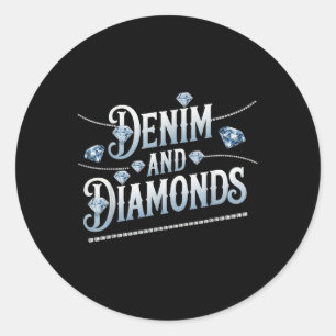 Sticker Rond Denim Et Diamonds Mode tendance