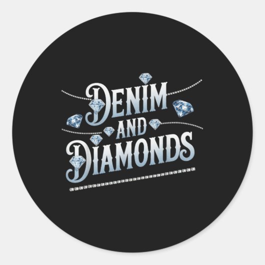 Sticker Rond Denim Et Diamonds Mode tendance (Devant)