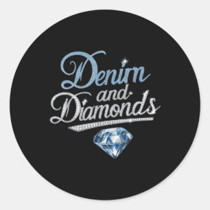 Sticker Rond Denim Et Diamonds Mode tendance