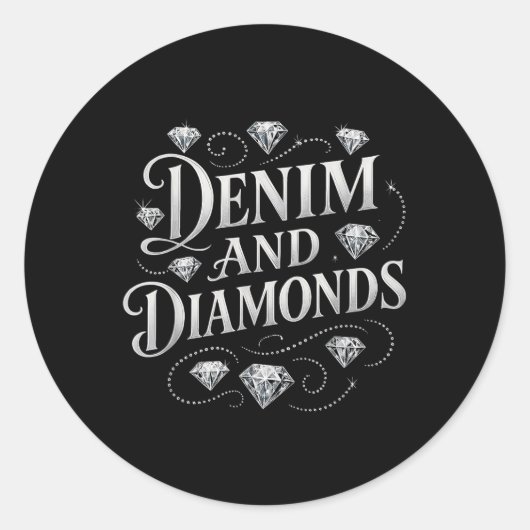 Sticker Rond Denim Et Diamonds Pays Chic Bacheloret Occidental (Devant)