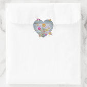 Sticker Rond Denim Pocket Fleurs cardiaques Papillons (Sac)