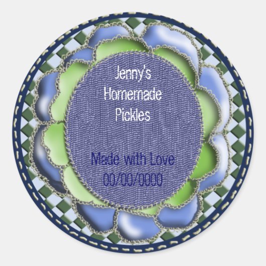 Sticker Rond denim rosette (Devant)