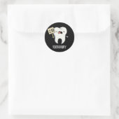 Sticker Rond Dent Hurty Dental Pun Dark BG (Sac)