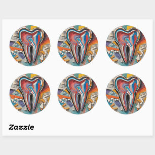Sticker Rond Dent multicolore