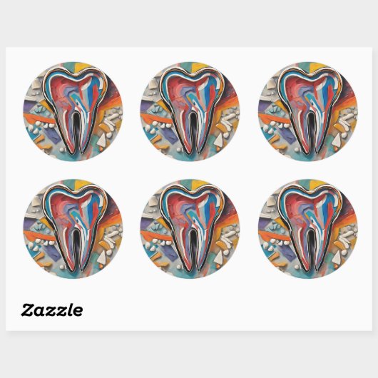 Sticker Rond Dent multicolore (Feuille)