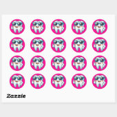 Sticker Rond dent rose (Feuille)