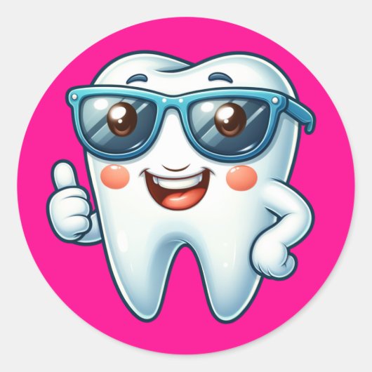 Sticker Rond dent rose (Devant)